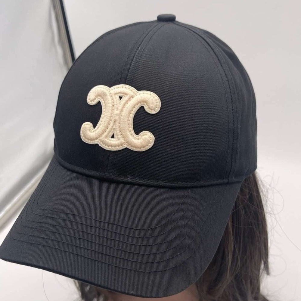 Celine triomphe baseball cap hat black medium free gift with purchase - Picture 7 of 12
